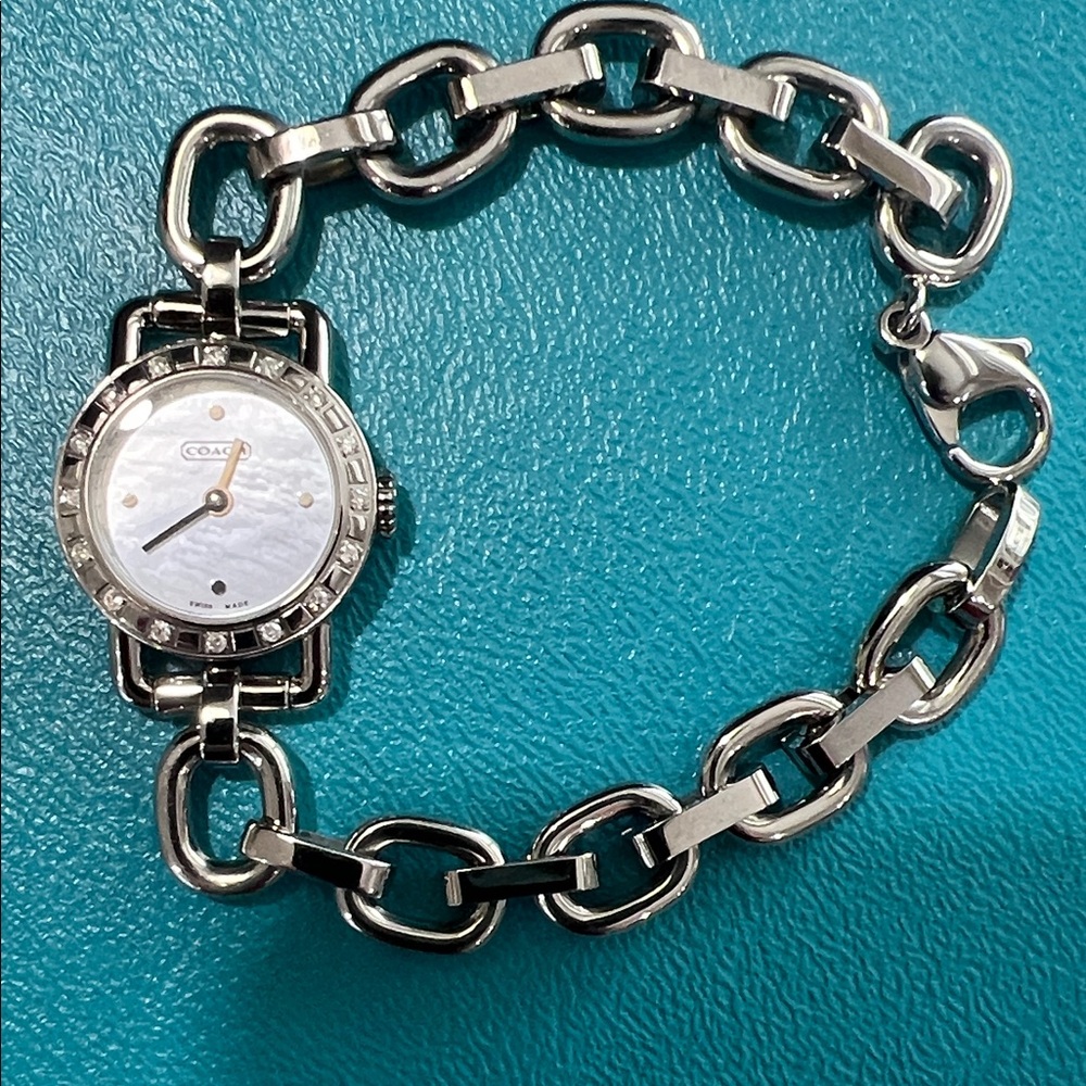 Coach Women's Stainless Steel and Diamond Link Watch